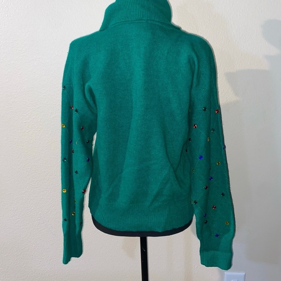 VINTAGE Richard and Company Sweater Womens M Wool Angora Turtleneck Geometric - Picture 4 of 10